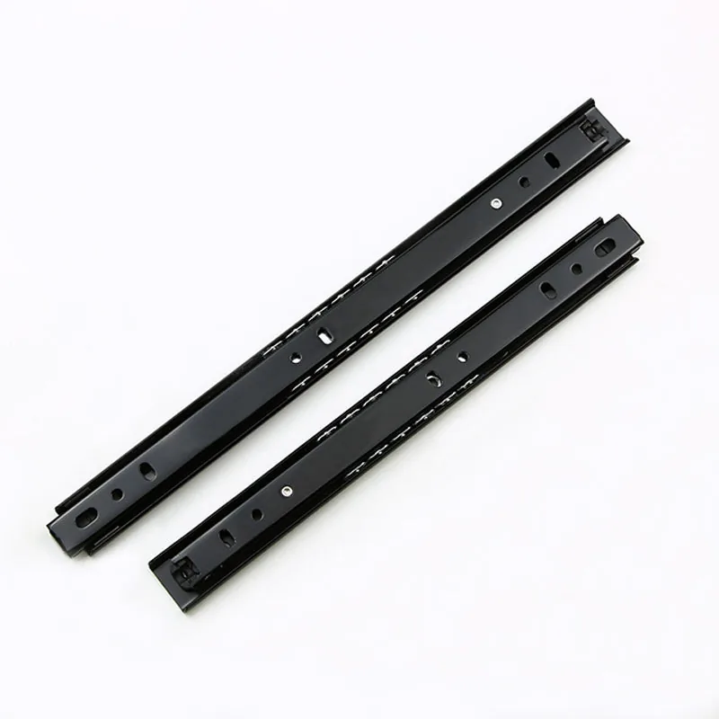 27 mm 2-Section Black Zinc-Plated Keyboard Drawer Slide