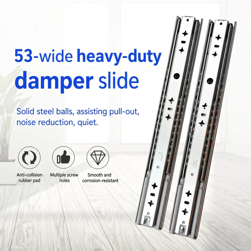 53 mm 3-Section Heavy-Duty Soft-Close Drawer Slide