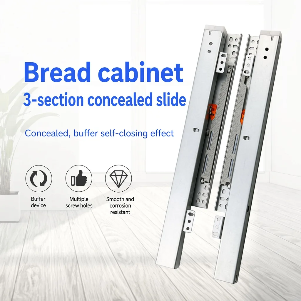 Custom 3-Section Concealed Slide for Display Cabinets