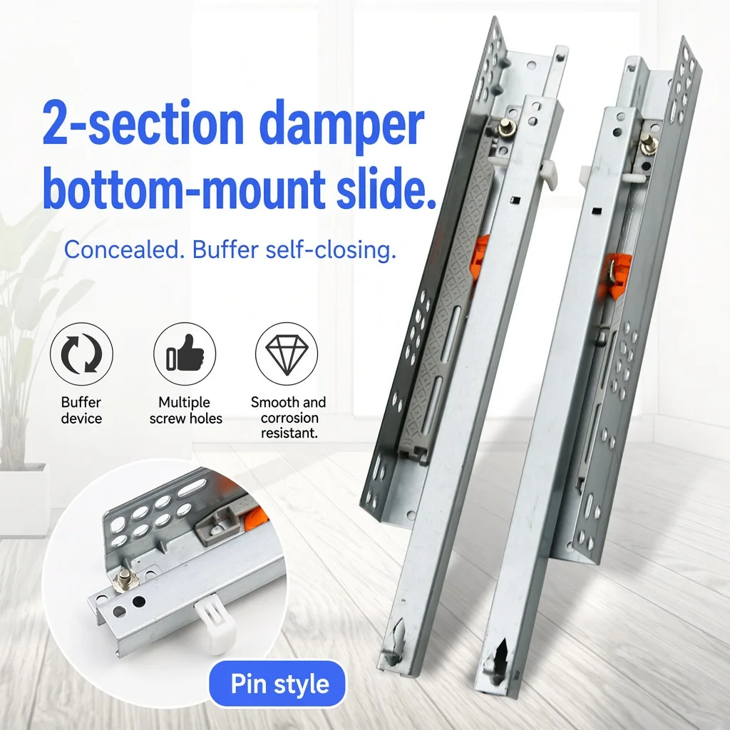 2-Section Concealed Soft-Close Undermount Drawer Slide