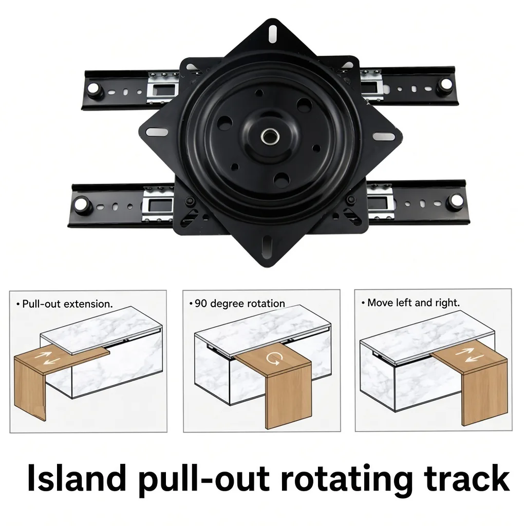 Custom Pull-Out Rotating Island Table Track