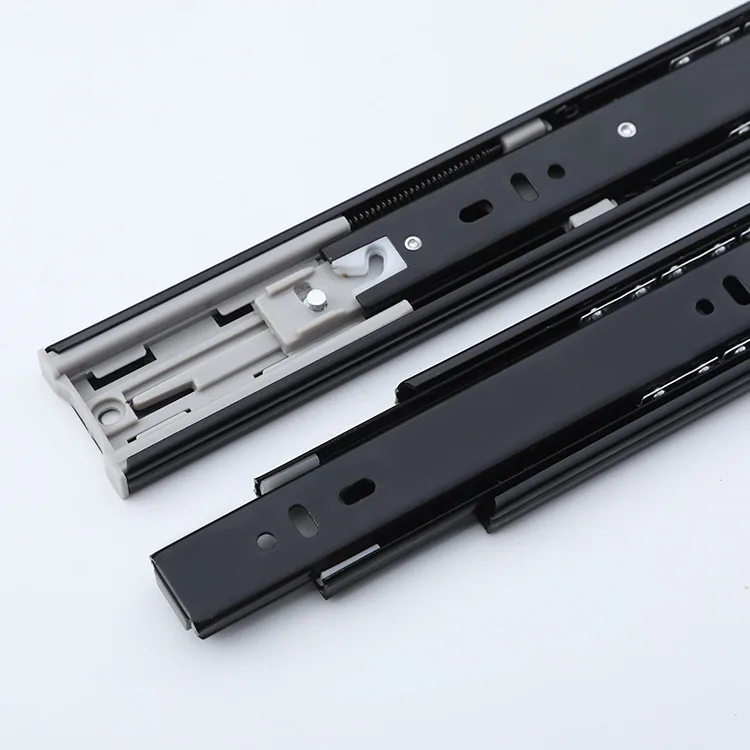 Black Damper, Quiet and Push-to-Open Drawer Slides