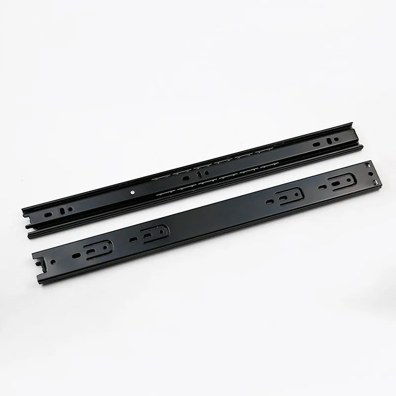 Black Quiet 3-Section Drawer Slides, 10-24 Inch