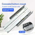 3-Section Concealed Soft-Close Undermount Slide, 8 Inch