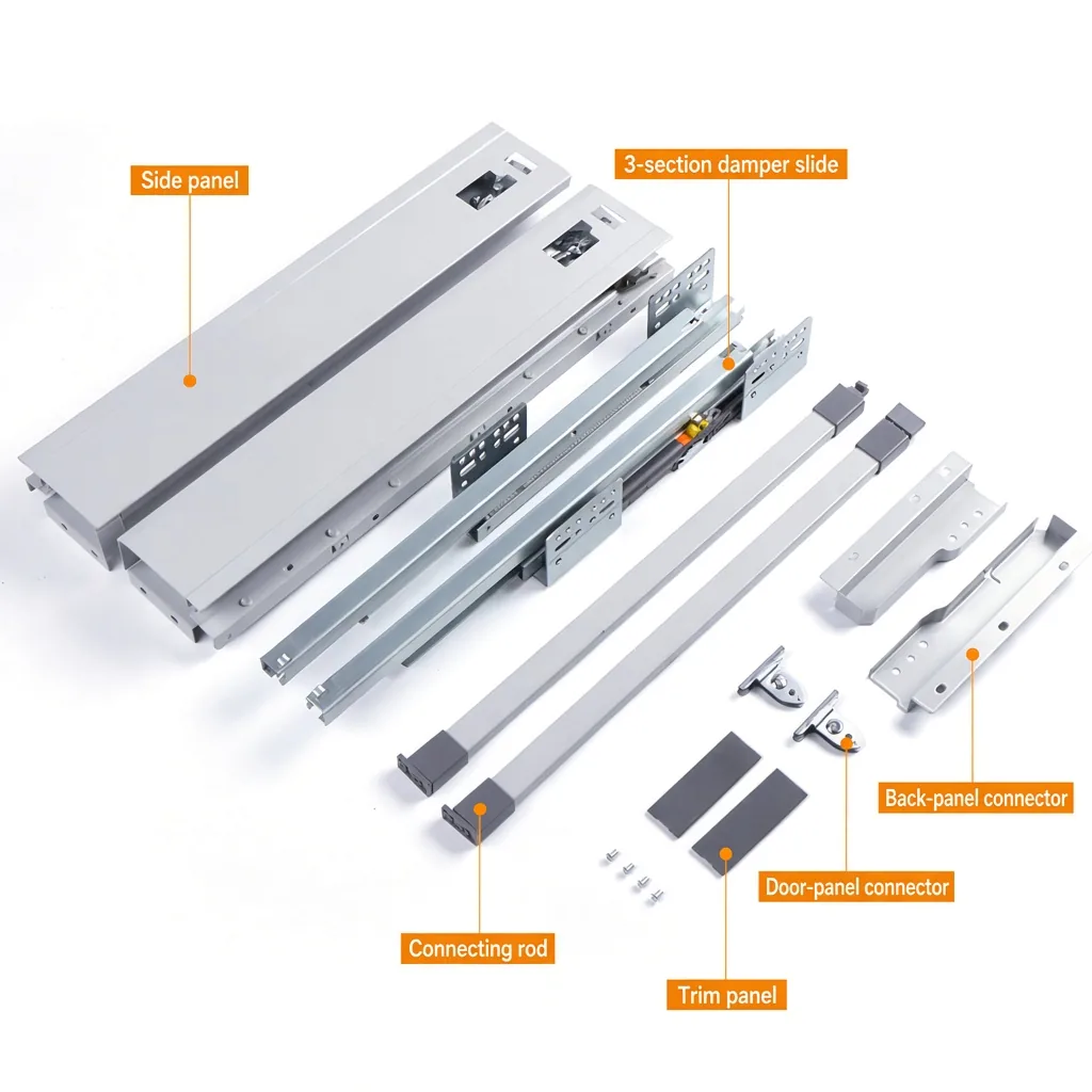 Grey and White Saddle Drawer Slides