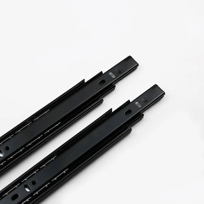 Black Quiet 3-Section Drawer Slides, 10-24 Inch