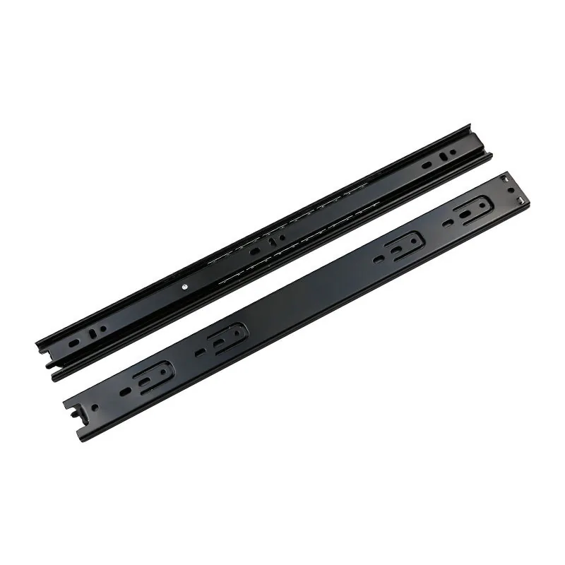 Black Quiet 3-Section Drawer Slides, 10-24 Inch