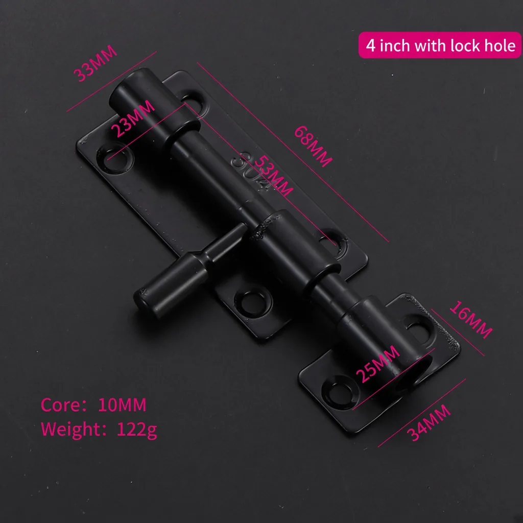 Matte black, 4 inch, with lock hole — FB-925152001036-BK-4