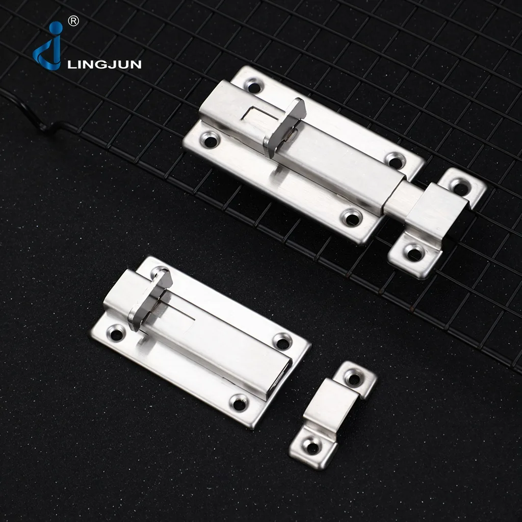 Four-Specification Brushed Silver Slide Bolt