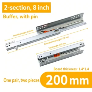 2-Section Buffer Drawer Slide, 8 Inch
