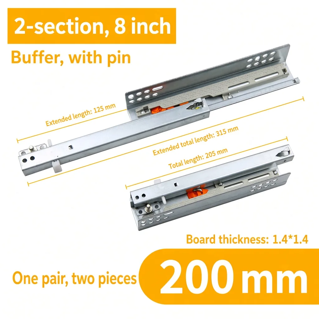 2-Section Buffer Drawer Slide, 8 Inch