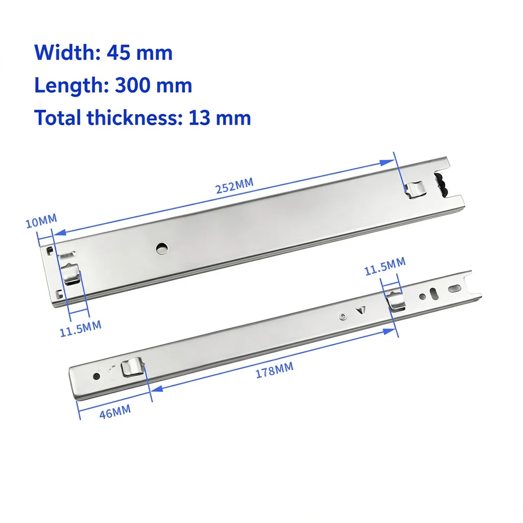 35/45 mm Drawer Slides, 250-550 mm