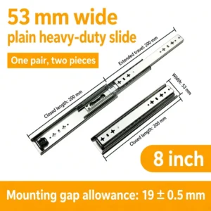 53 mm Heavy-Duty Drawer Slides, 8-60 Inch