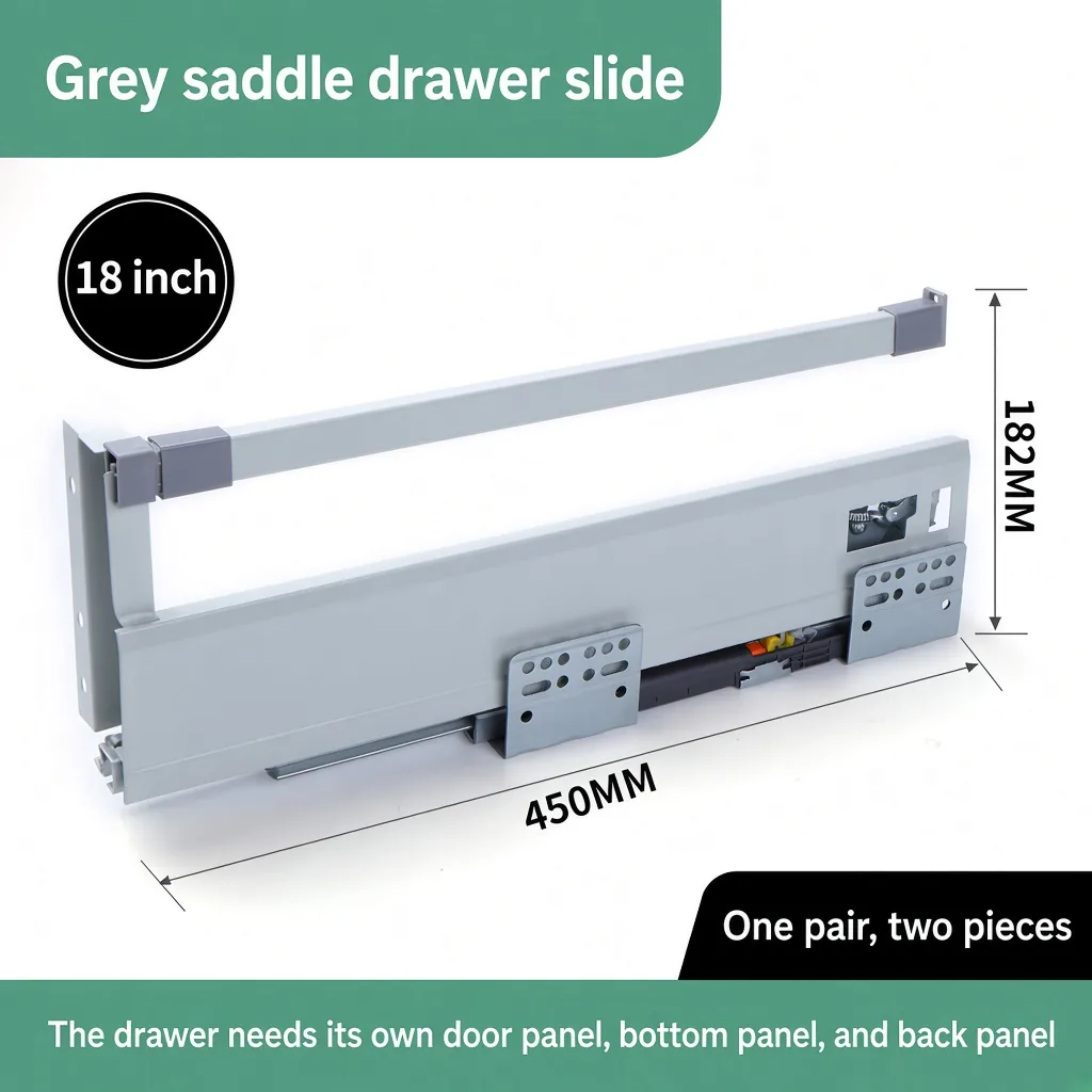Grey and White Saddle Drawer Slides