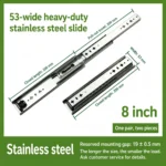 8 inch 53-wide heavy-duty stainless steel slide — SL-708847004454-01