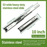 10 inch 53-wide heavy-duty stainless steel slide — SL-708847004454-02