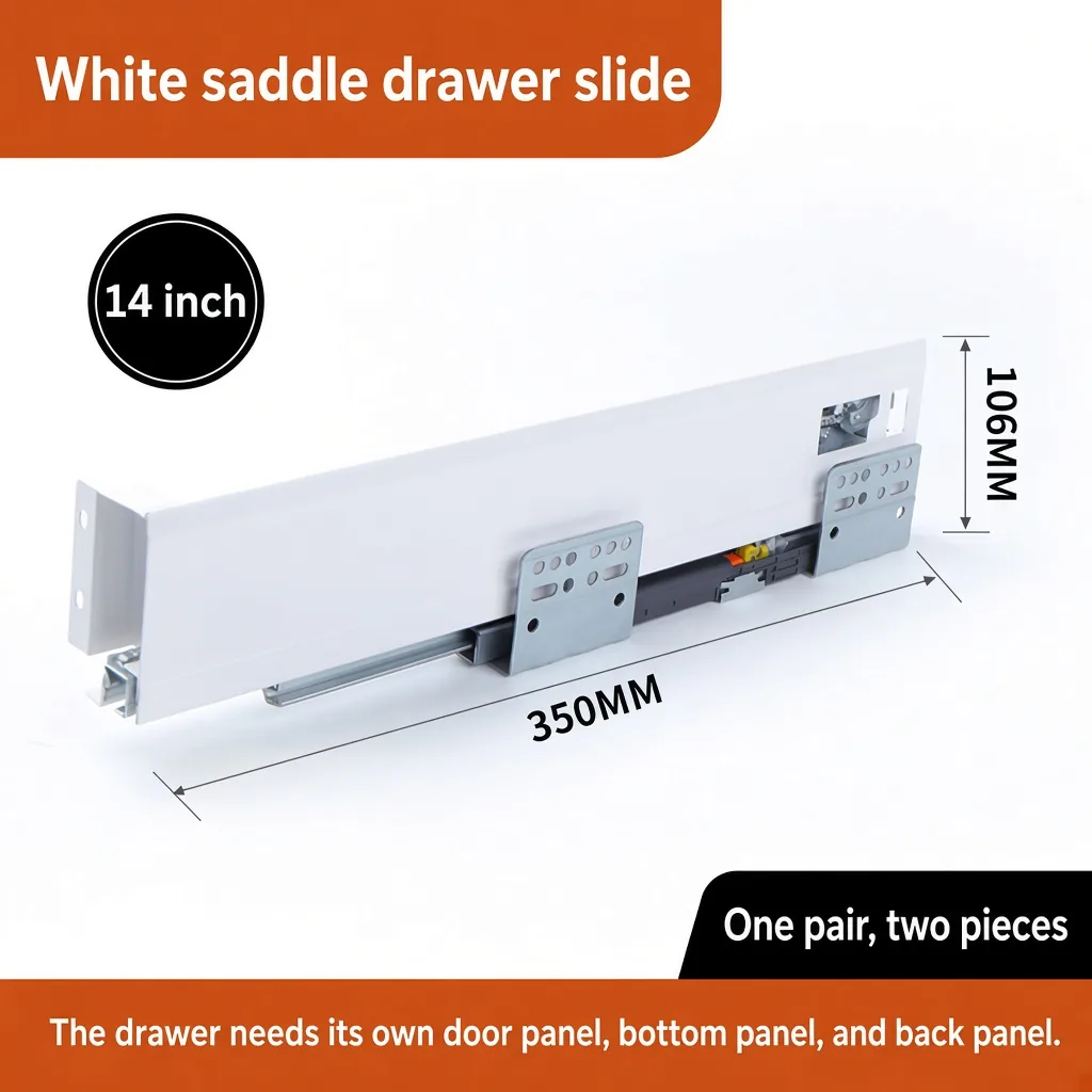 14 inch white saddle drawer slide — SL-712755171266-M08