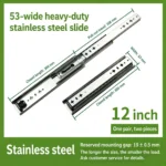 12 inch 53-wide heavy-duty stainless steel slide — SL-708847004454-03