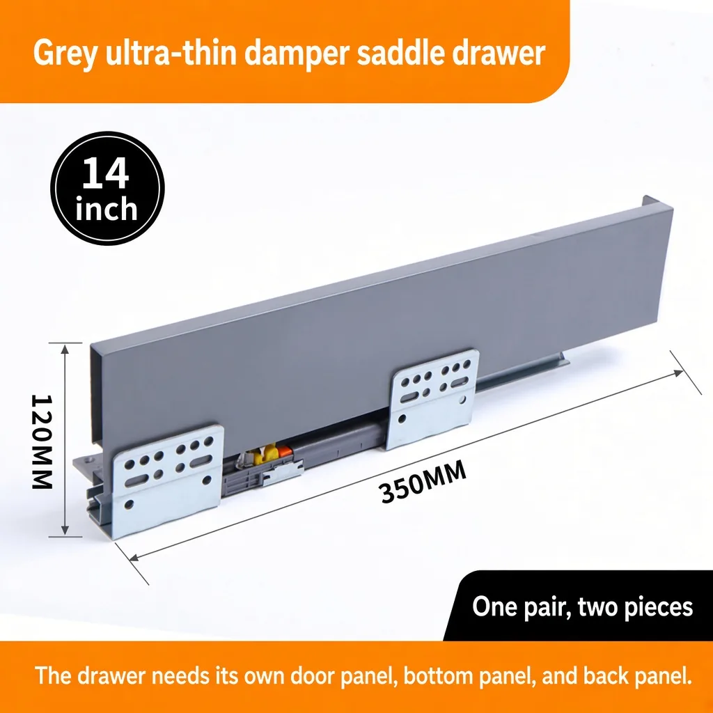 Grey saddle drawer, 14 inch, 120 MM, 350 MM — SL-712086932965-04
