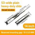 14 inch silver 53-wide plain heavy-duty slide — SL-912047337135-04