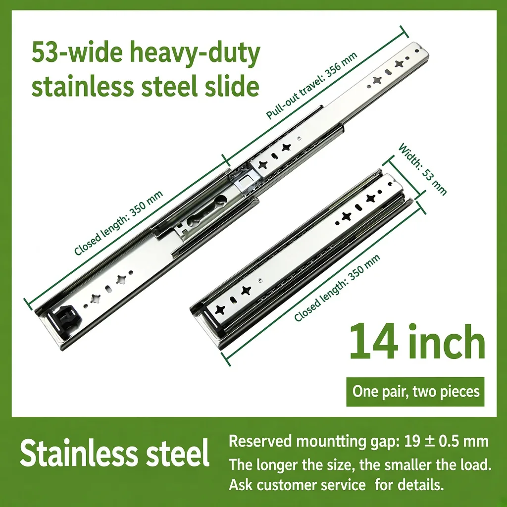 14 inch 53-wide heavy-duty stainless steel slide — SL-708847004454-04