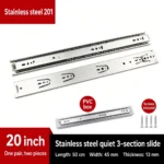 Stainless steel quiet 3-section slide, 20 inch — SL-600479146228-06