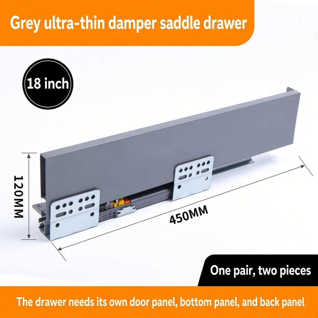 Grey saddle drawer, 18 inch, 120 MM, 450 MM — SL-712086932965-06