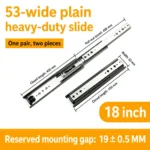 18 inch silver 53-wide plain heavy-duty slide — SL-912047337135-06