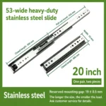 20 inch 53-wide heavy-duty stainless steel slide — SL-708847004454-07