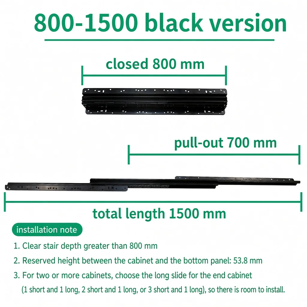 Black, 800-1500 mm — SL-654477161476-08