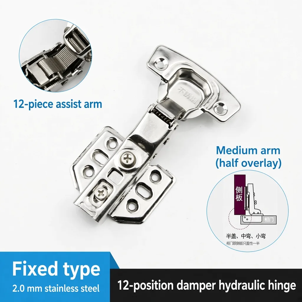 Fixed hinge, Medium arm, 2.0 mm — HN-855340420077-08