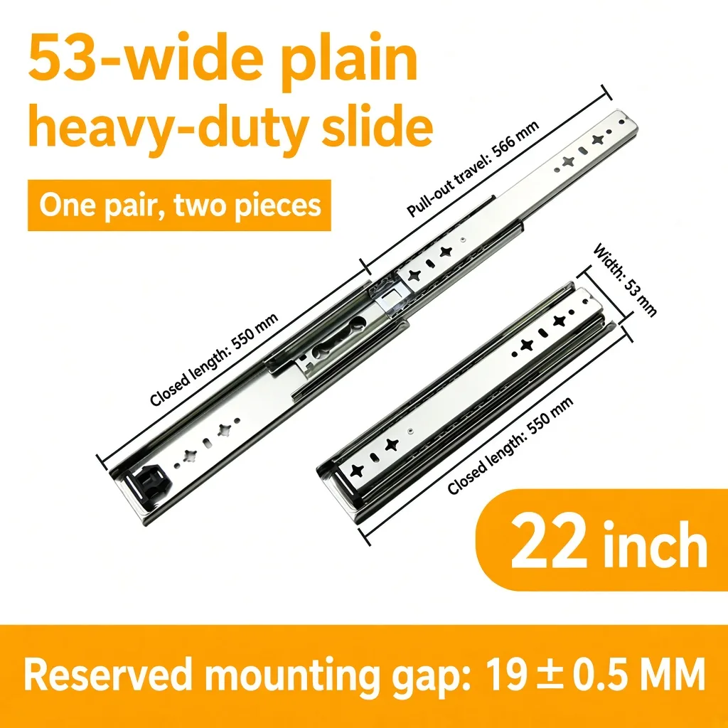 22 inch silver 53-wide plain heavy-duty slide — SL-912047337135-08