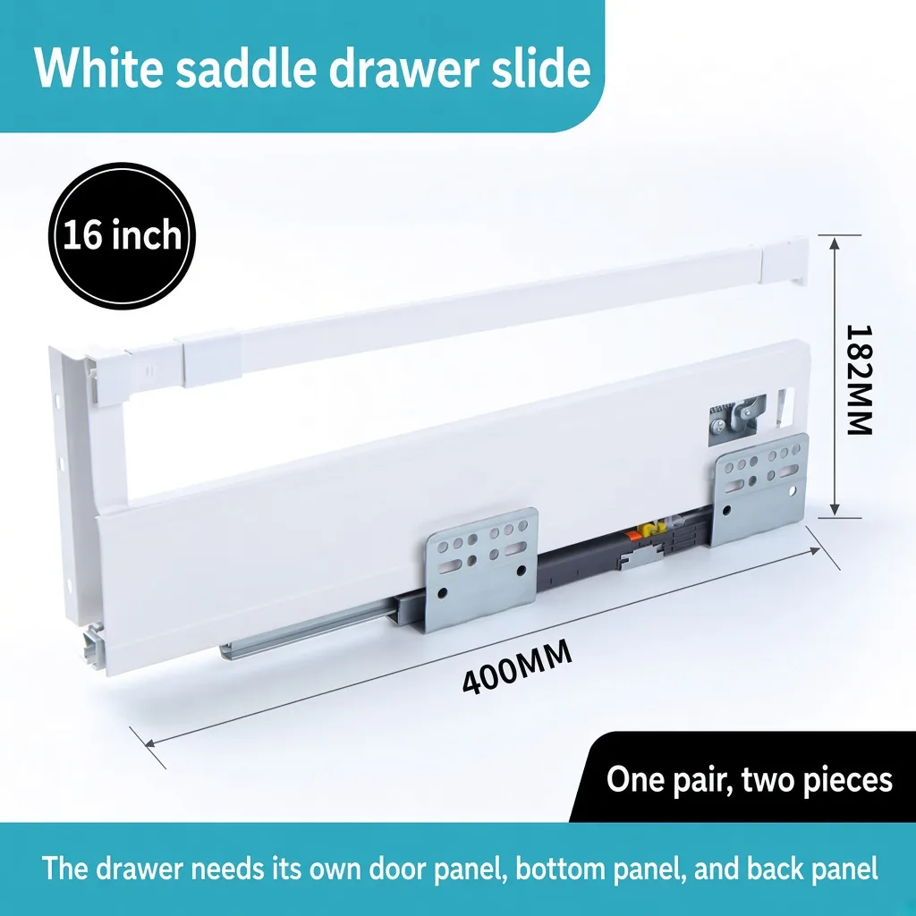 16 inch white saddle drawer slide — SL-712755171266-M14