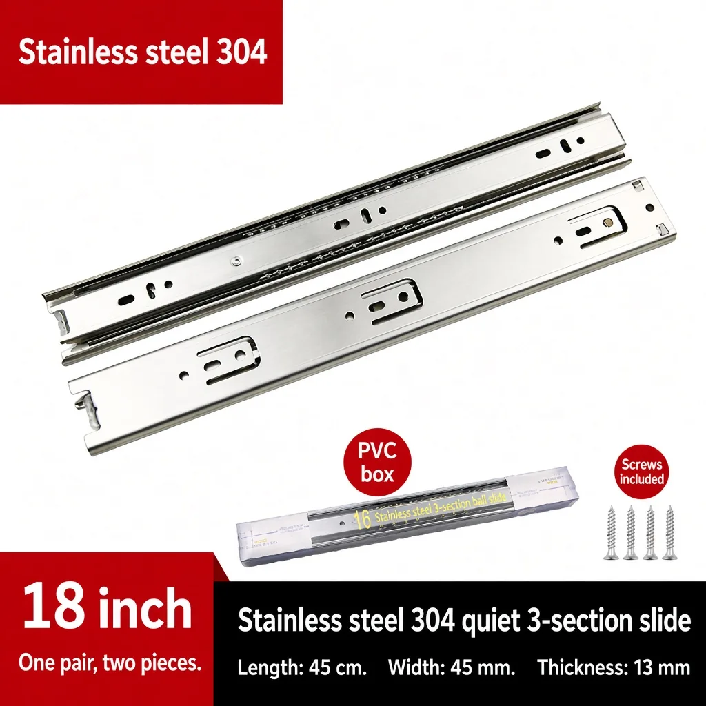 Quiet 3-section slide, 18 inch — SL-654787691493-11
