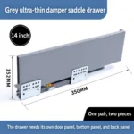 Grey saddle drawer, 14 inch, 152 MM, 350 MM — SL-712086932965-10
