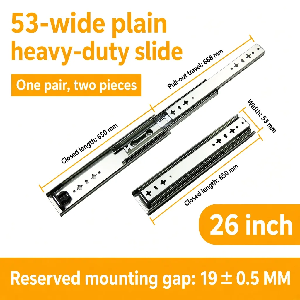 26 inch silver 53-wide plain heavy-duty slide — SL-912047337135-10
