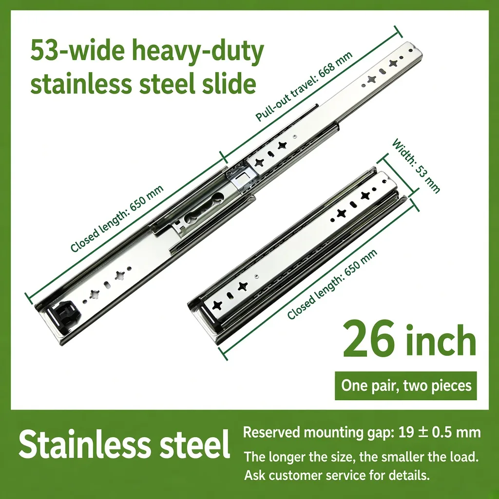 26 inch 53-wide heavy-duty stainless steel slide — SL-708847004454-10