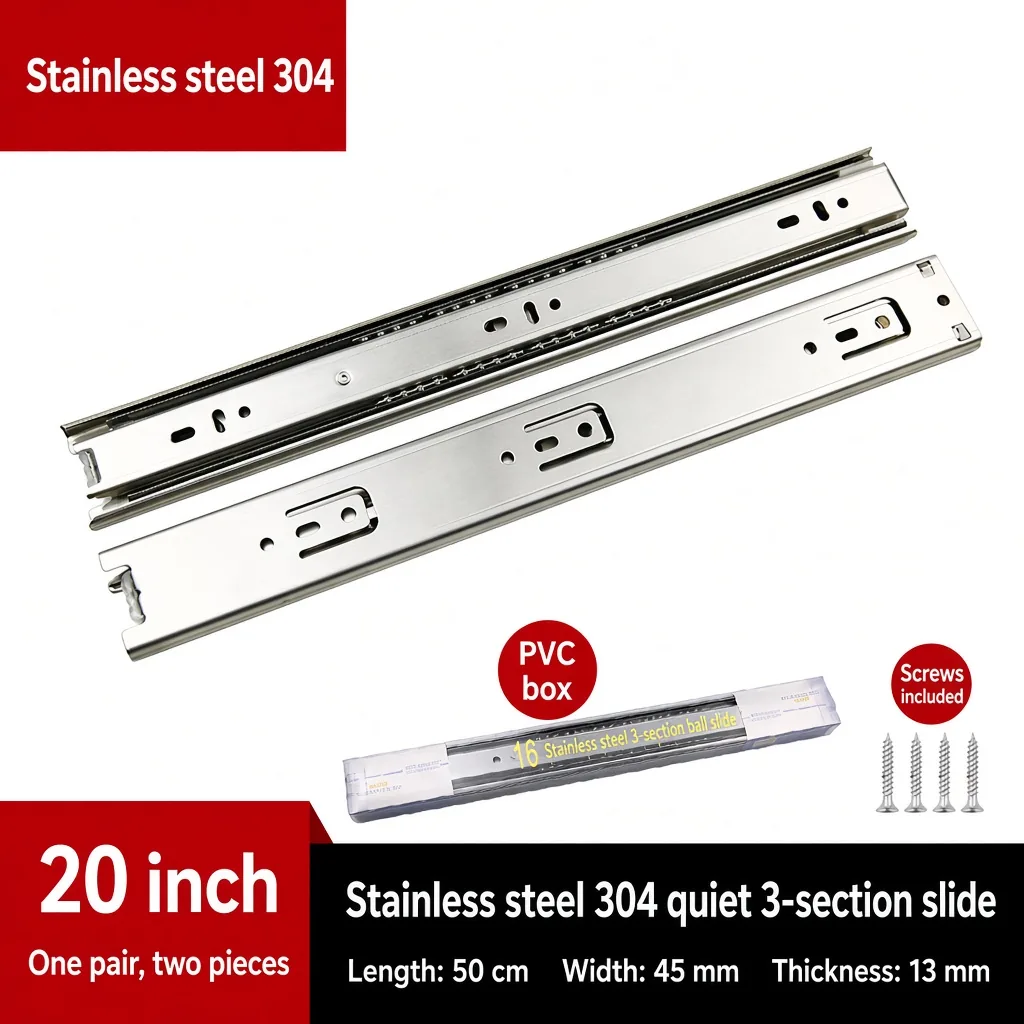 Quiet 3-section slide, 20 inch — SL-654787691493-12