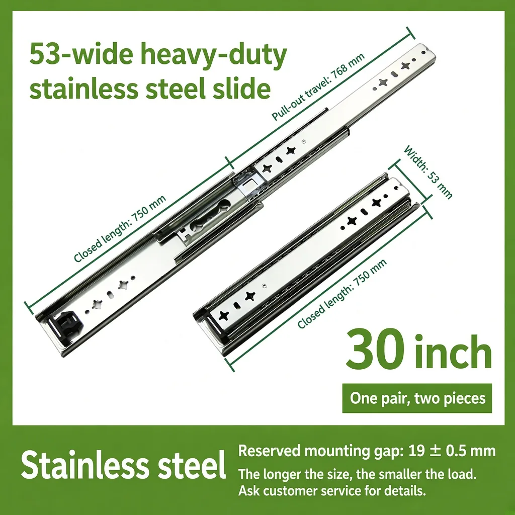 30 inch 53-wide heavy-duty stainless steel slide — SL-708847004454-12