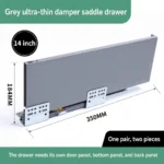 Grey saddle drawer, 14 inch, 184 MM, 350 MM — SL-712086932965-15