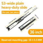 36 inch silver 53-wide plain heavy-duty slide — SL-912047337135-15
