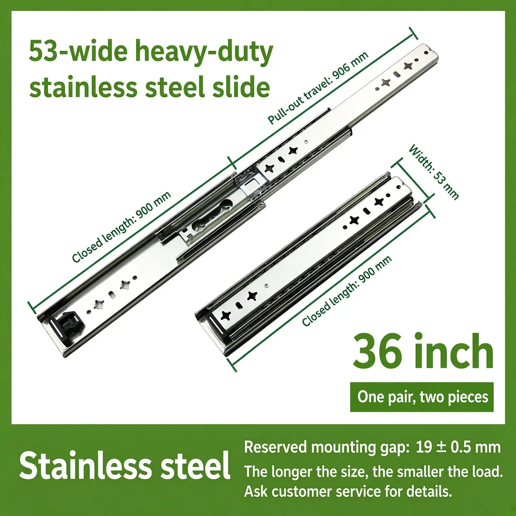 36 inch 53-wide heavy-duty stainless steel slide — SL-708847004454-15