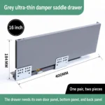 Grey saddle drawer, 16 inch, 184 MM, 400 MM — SL-712086932965-16