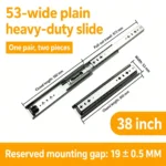 38 inch silver 53-wide plain heavy-duty slide — SL-912047337135-16
