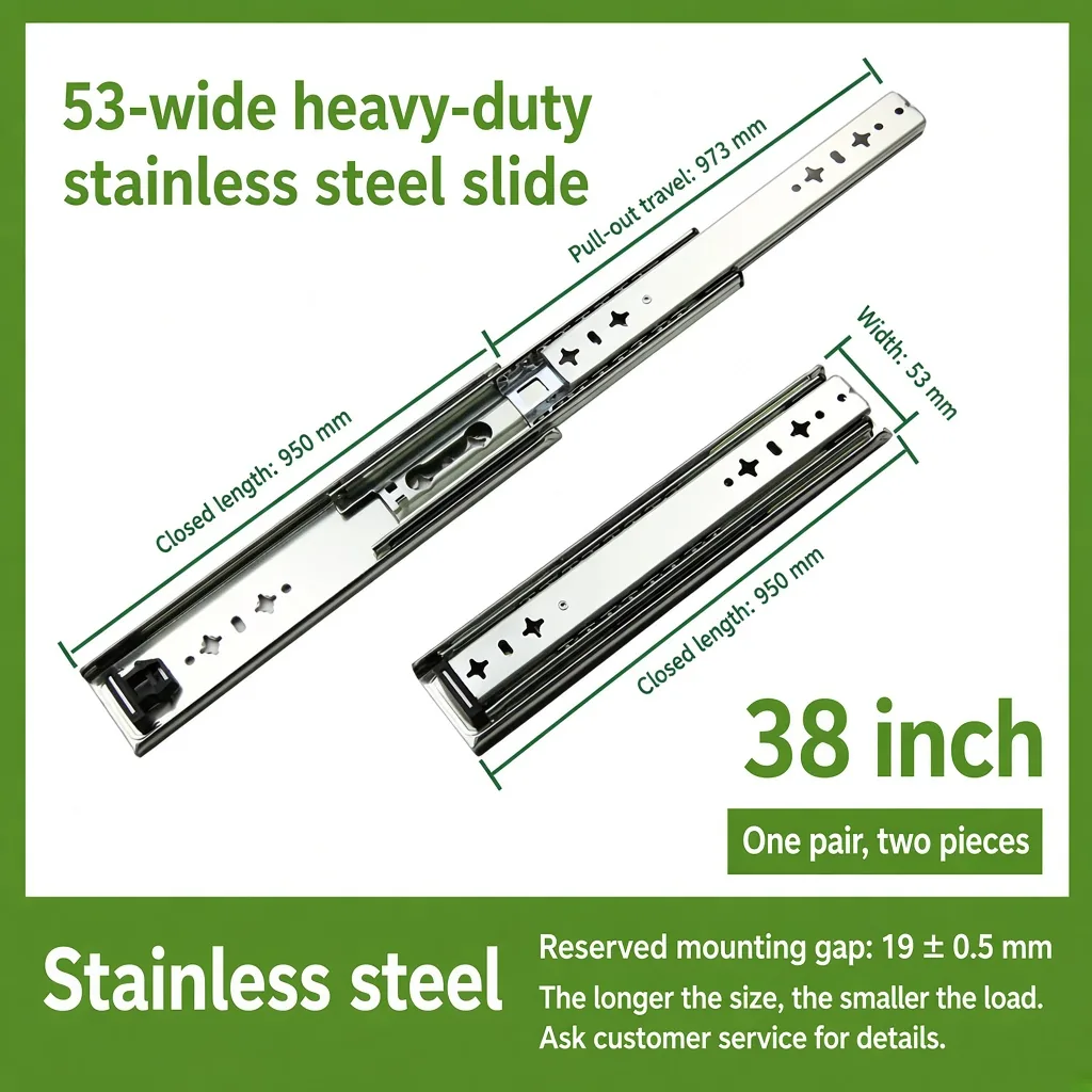 38 inch 53-wide heavy-duty stainless steel slide — SL-708847004454-16