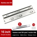 Stainless steel 304 quiet 3-section slide, 16 inch — SL-600479146228-16