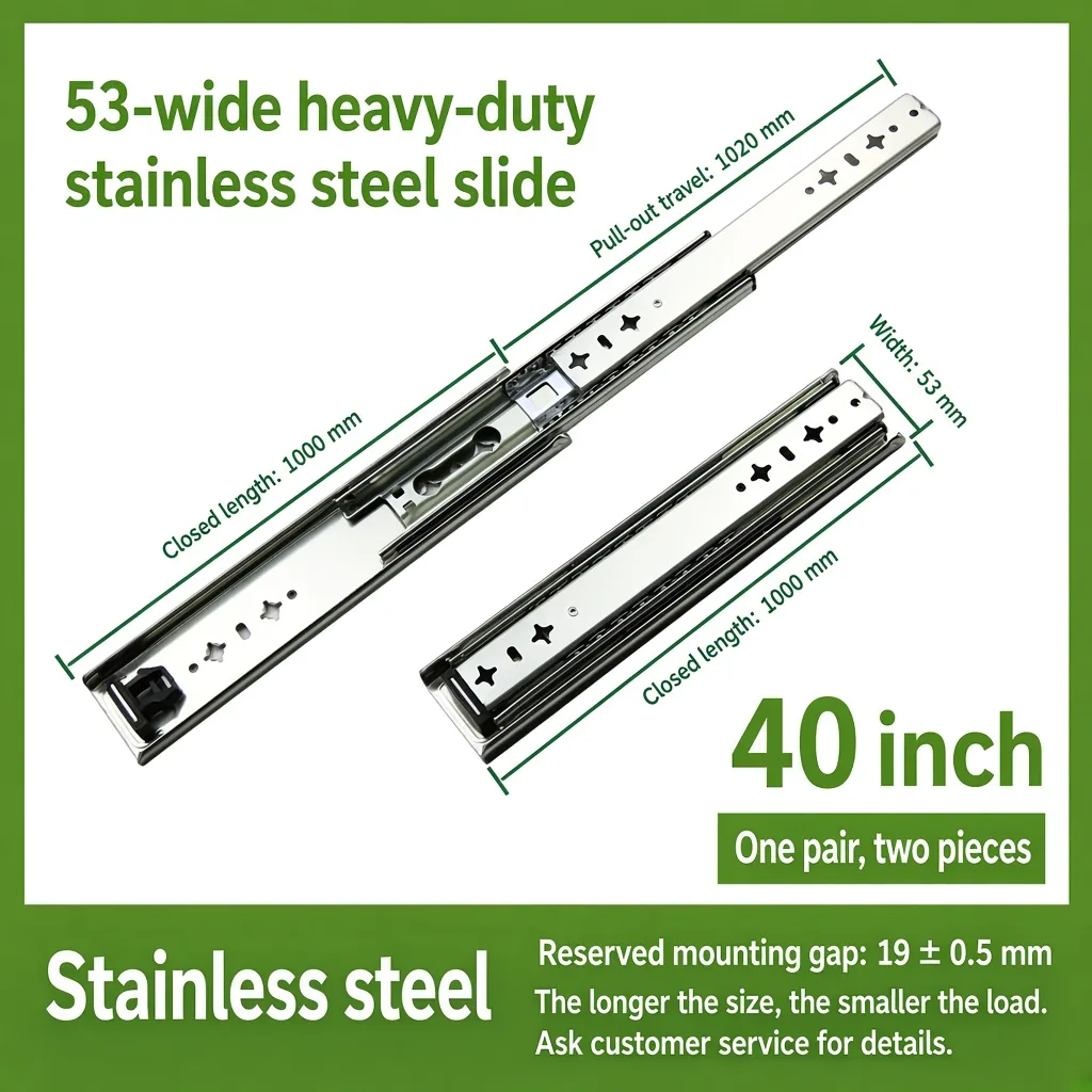 40 inch 53-wide heavy-duty stainless steel slide — SL-708847004454-17