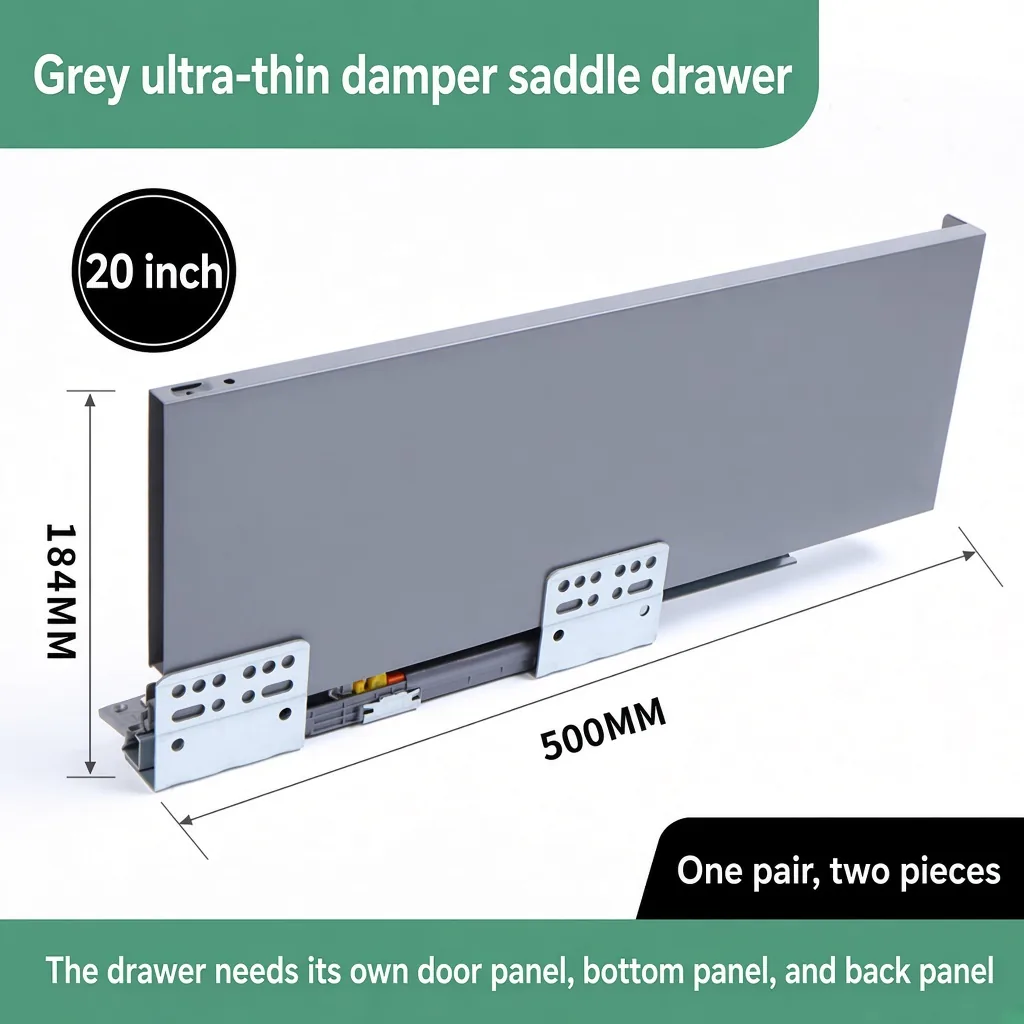 Grey saddle drawer, 20 inch, 184 MM, 500 MM — SL-712086932965-18