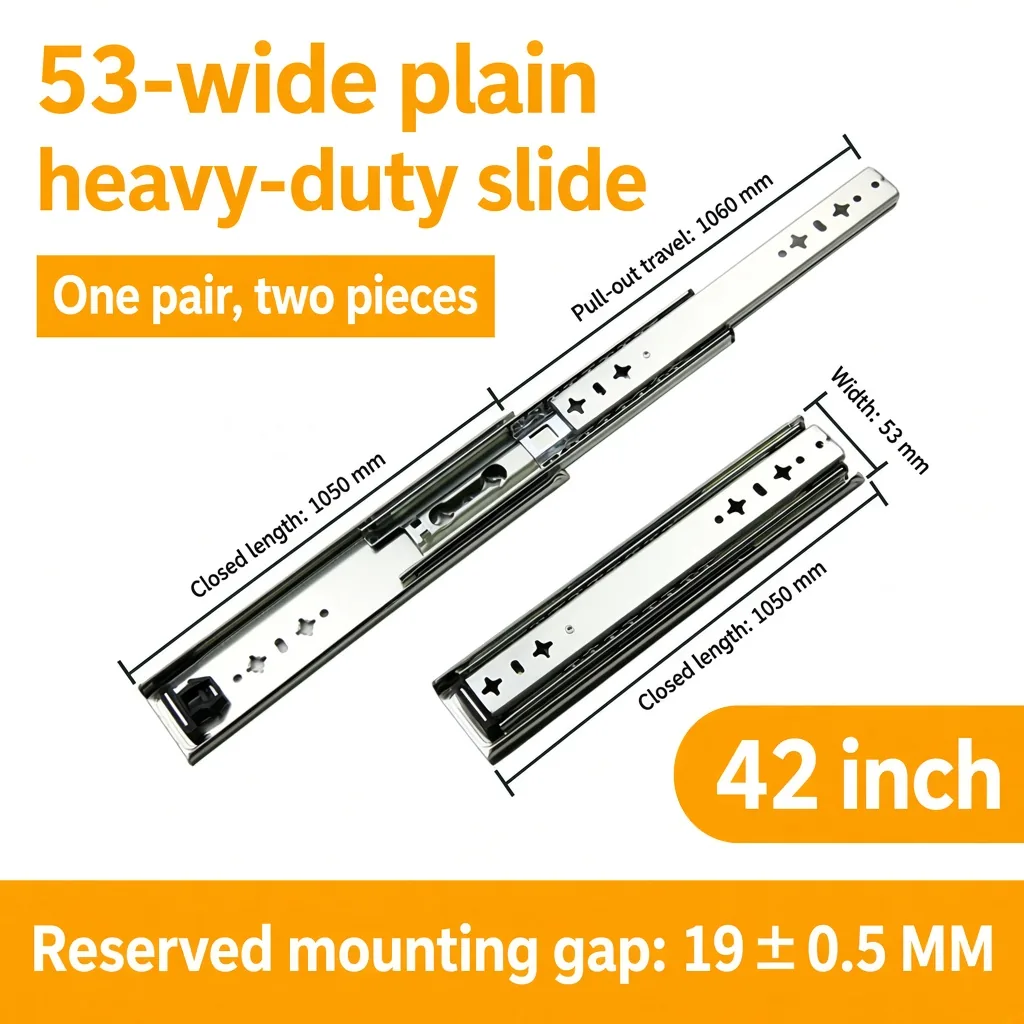 42 inch silver 53-wide plain heavy-duty slide — SL-912047337135-18