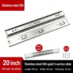 Stainless steel 304 quiet 3-section slide, 20 inch — SL-600479146228-18